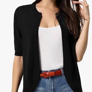 Elegant Black Open-Front Cardigan